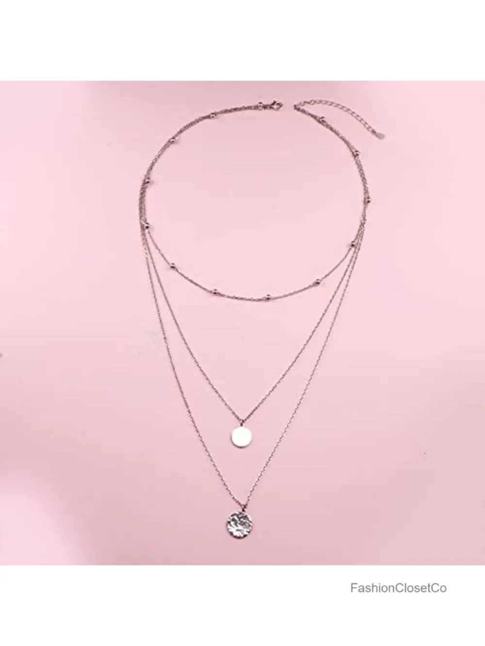 S925 Sterling Silver Layered Triple Necklace Dainty Pendant Jewelry Women